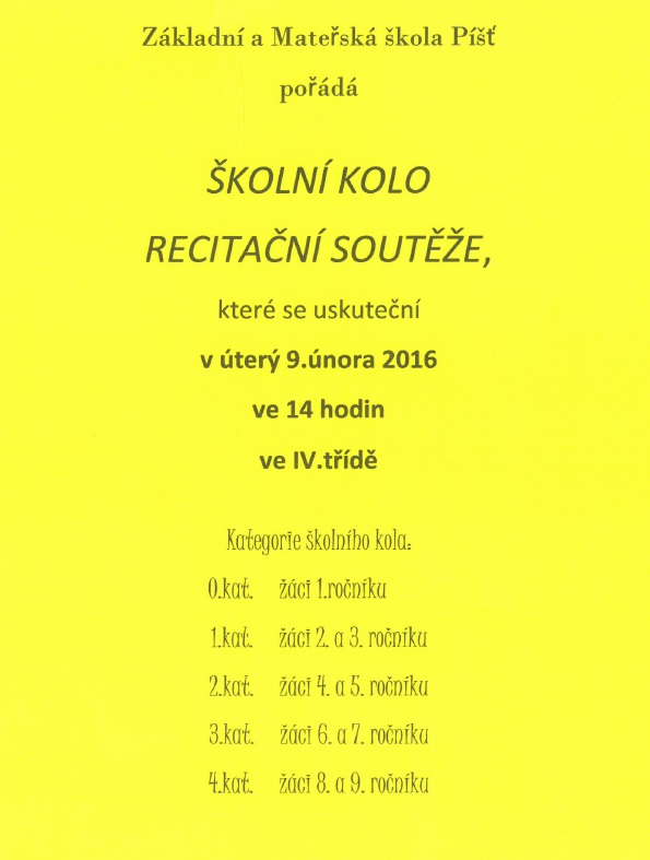 Školní kolo recitační soutěže
